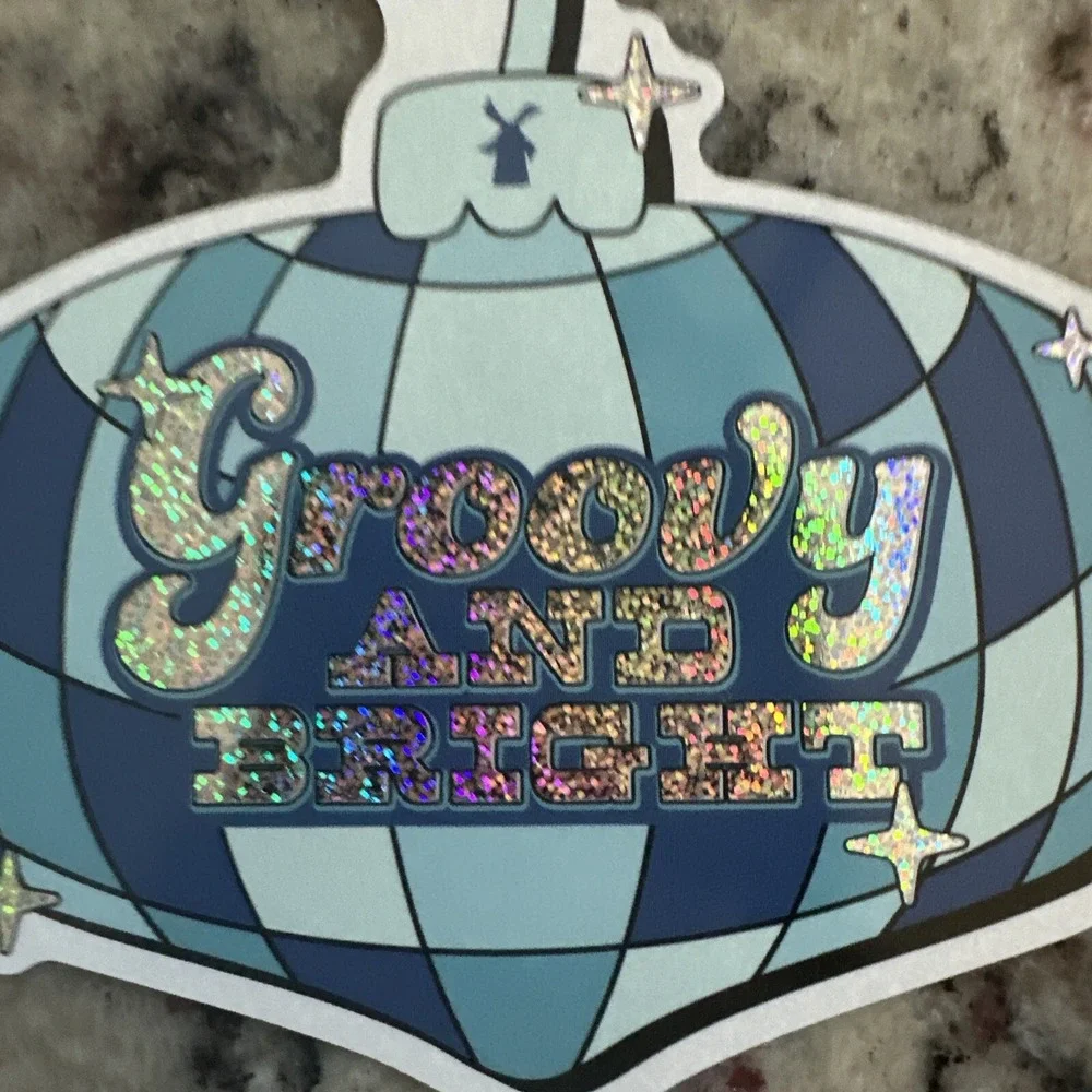 Dutch Bros Sticker‎ Groovy And Bright Ornament Glitter/ Holographic